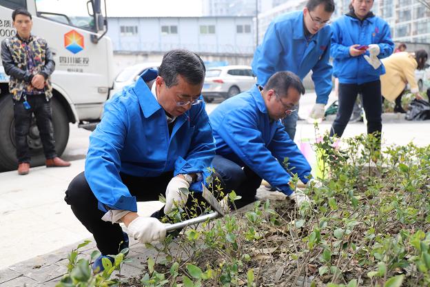 成都万搏（中国）万搏集团党员志愿队代表参加团结社区“邻里家”植树节活动